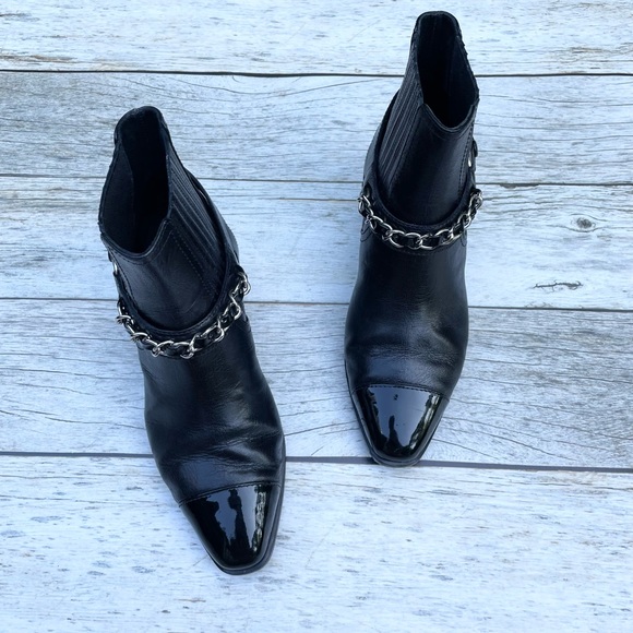 Chanel Goatskin Calfskin Short Black Boots - Picture 3 of 15